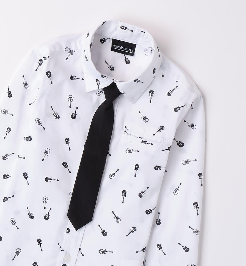 Shirt with tie for boys BIANCO-NERO-6AZS