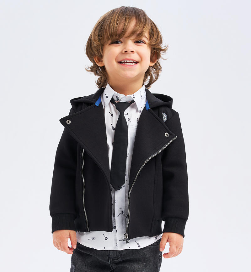 Shirt with tie for boys BIANCO-NERO-6AZS