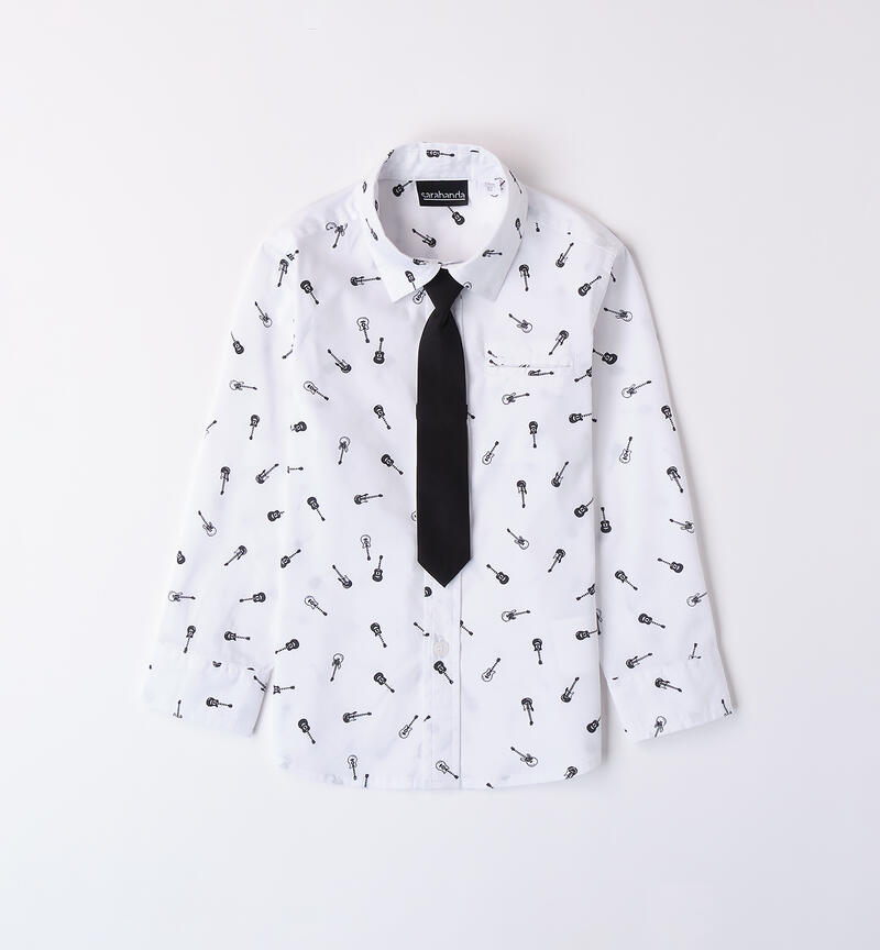 Shirt with tie for boys BIANCO-NERO-6AZS