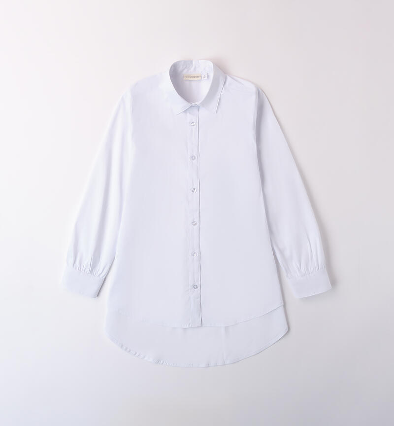 Camicia lunga ragazza BIANCO-0113