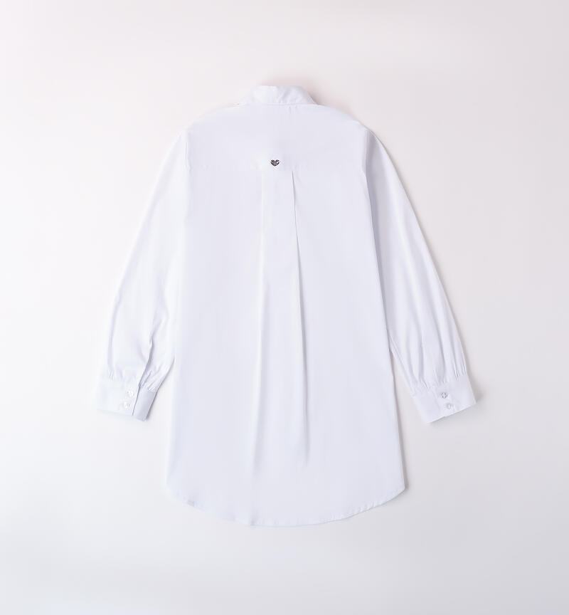 Camicia lunga ragazza BIANCO-0113