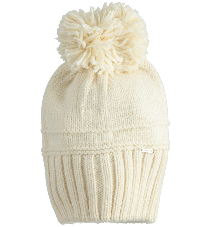 Cappello cuffia pompon per ragazza da 8 a 16 anni Sarabanda GESSO-0214