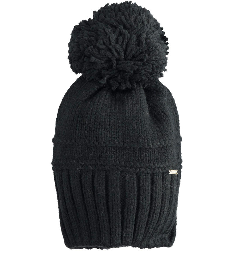 Cappello cuffia pompon per ragazza da 8 a 16 anni Sarabanda NERO-0658