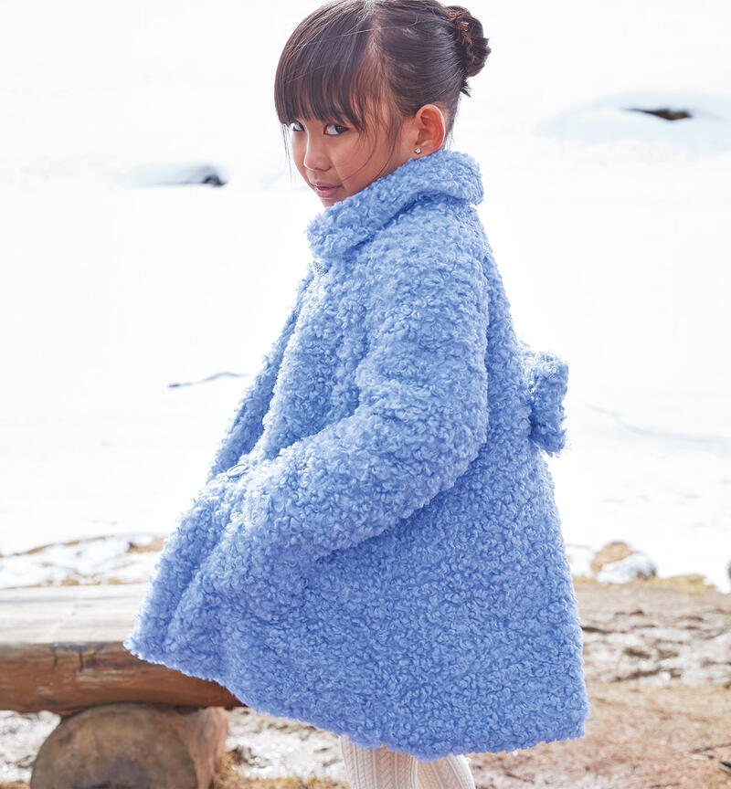 Sarabanda teddy coat for girls from 9 months to 8 years LIGHT BLUE-3623
