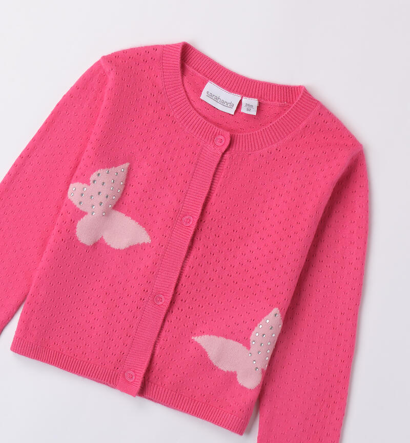 Cardigan with butterflies for girls FUXIA-2432