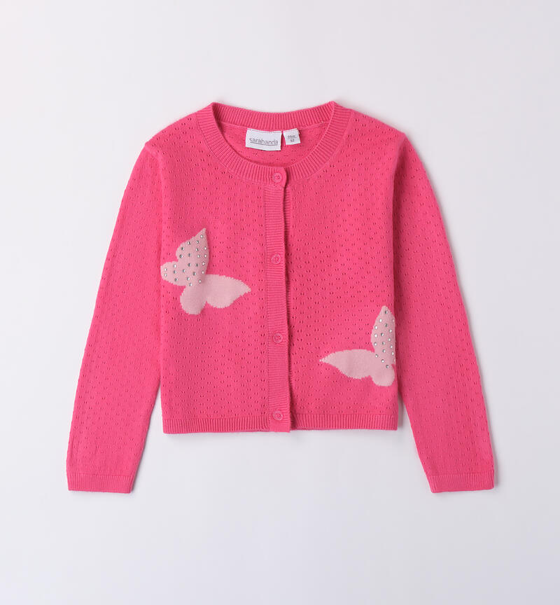 Cardigan with butterflies for girls FUXIA-2432