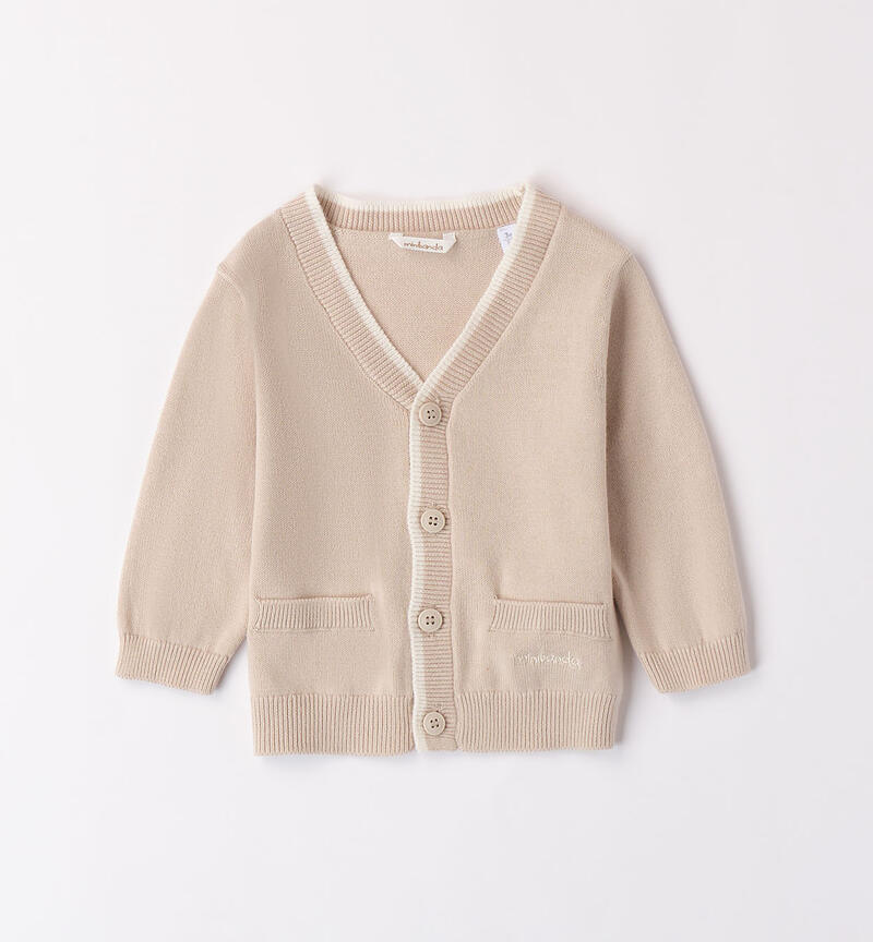 Boys' 100% cotton cardigan BEIGE-0434