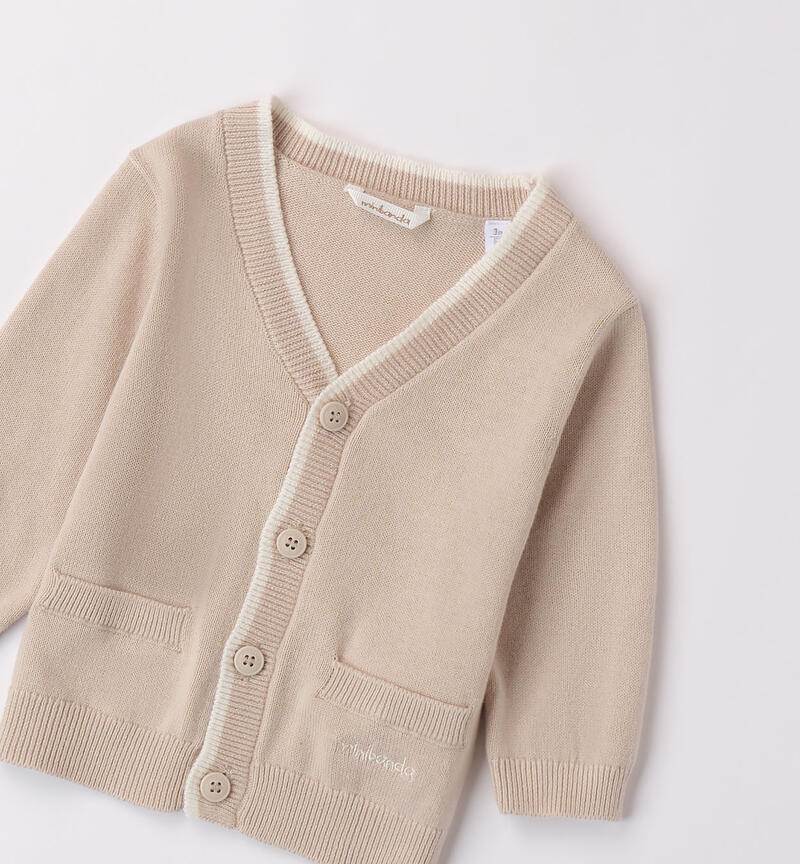 Boys' 100% cotton cardigan BEIGE-0434