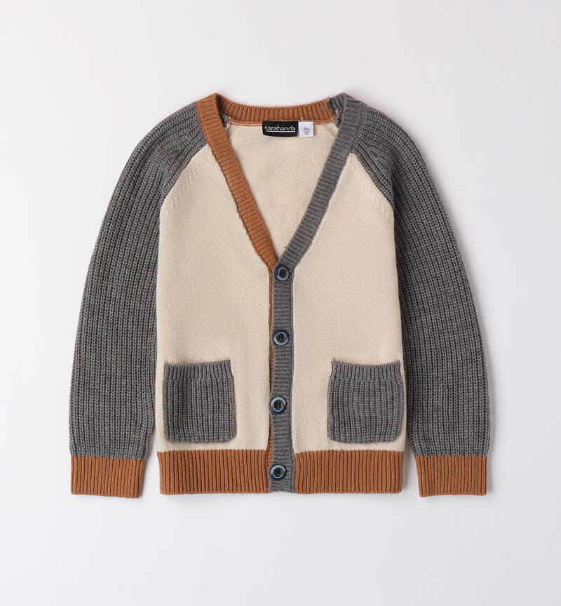 Bicolor cardigan for boys BEIGE-0433