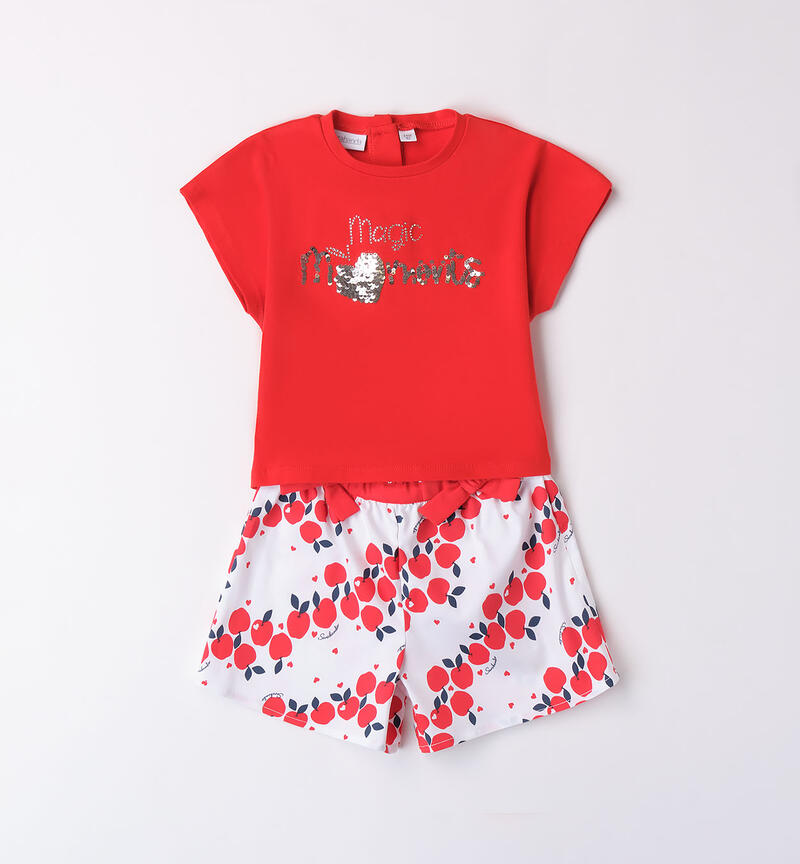 Girls' T-shirt and shorts outfit ORANGE-2234