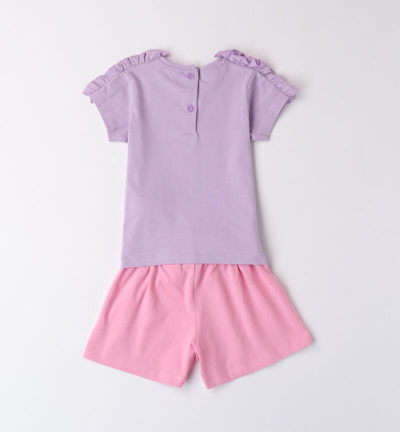 Girls' summer outfit with flamingo LILLA-3412