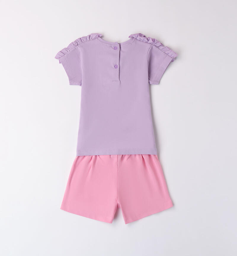 Girls' summer outfit with flamingo LILLA-3412