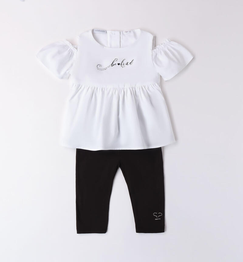 Girls' outfit with top and leggings  BIANCO-0113