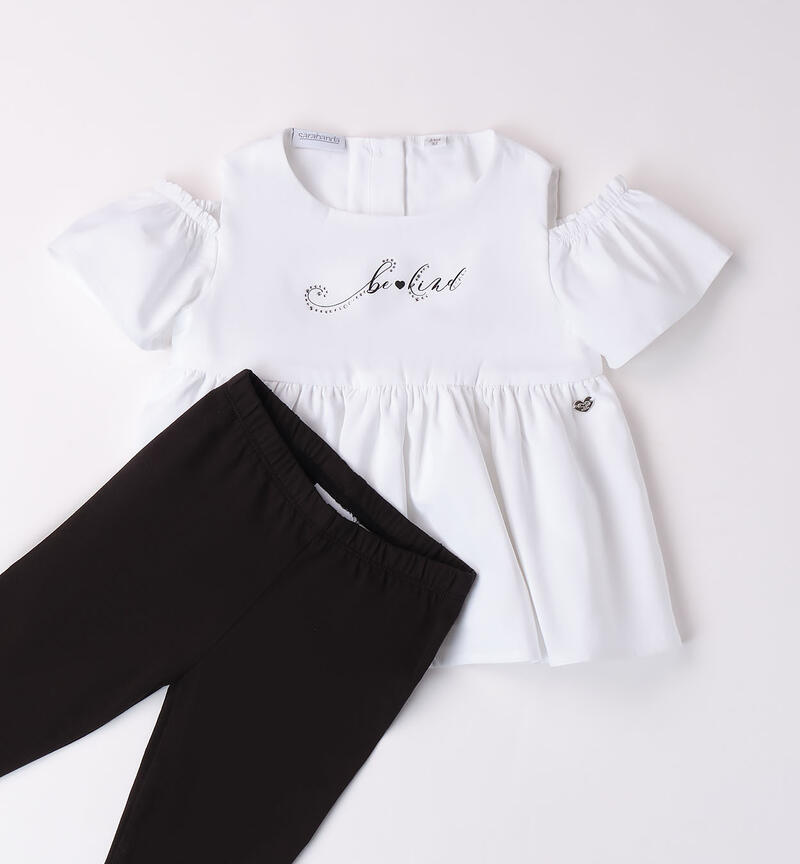 Girls' outfit with top and leggings  BIANCO-0113