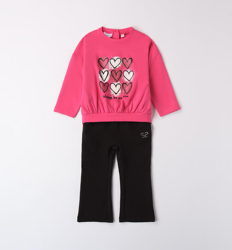 Outfit with hearts for girls FUXIA-2432