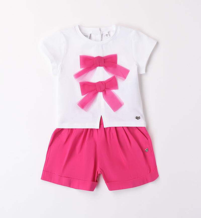 Girls' outfit with bows FUXIA-2445