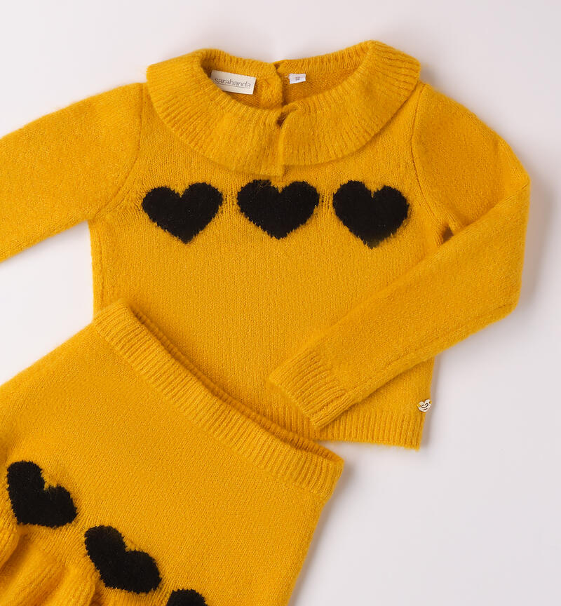 Completo bambina in tricot GIALLO-1616