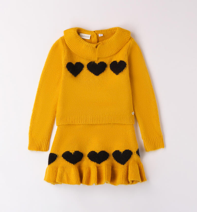 Completo bambina in tricot GIALLO-1616