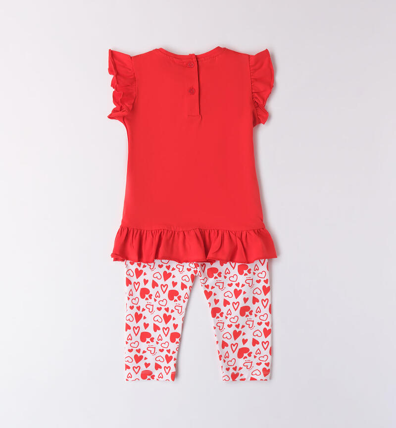 Completo bambina t-shirt e leggings con cuori ORANGE-2234