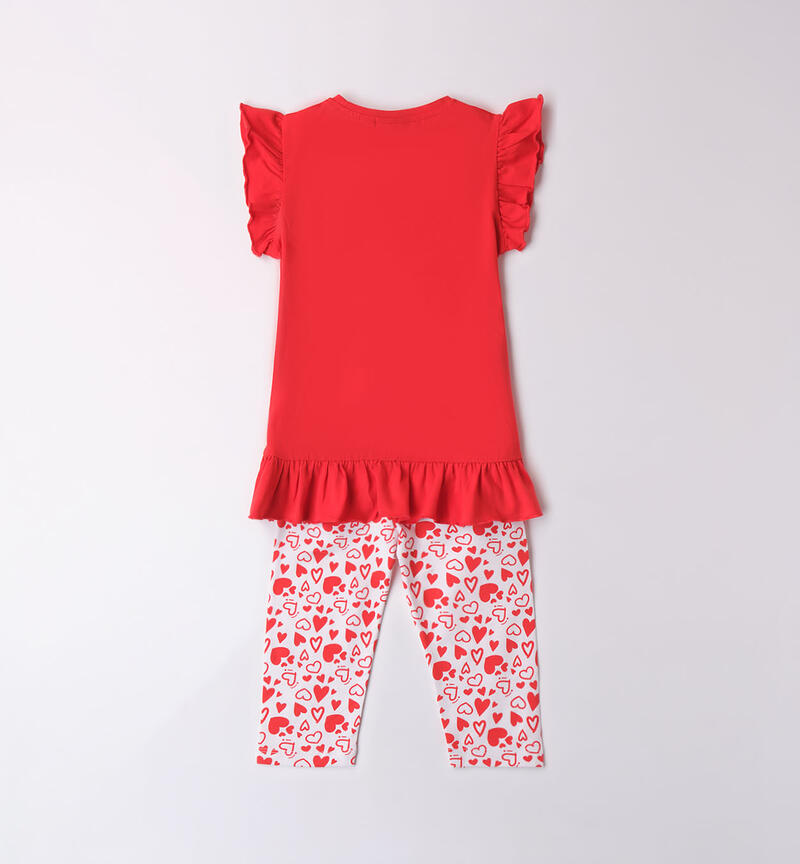 Completo bambina t-shirt e leggings con cuori ORANGE-2234