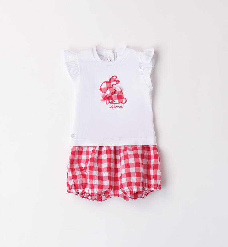 Girls' checked design outfit BIANCO-0113