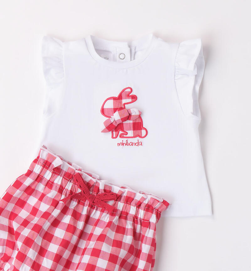 Girls' checked design outfit BIANCO-0113