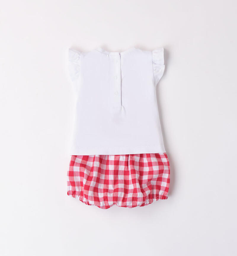 Girls' checked design outfit BIANCO-0113