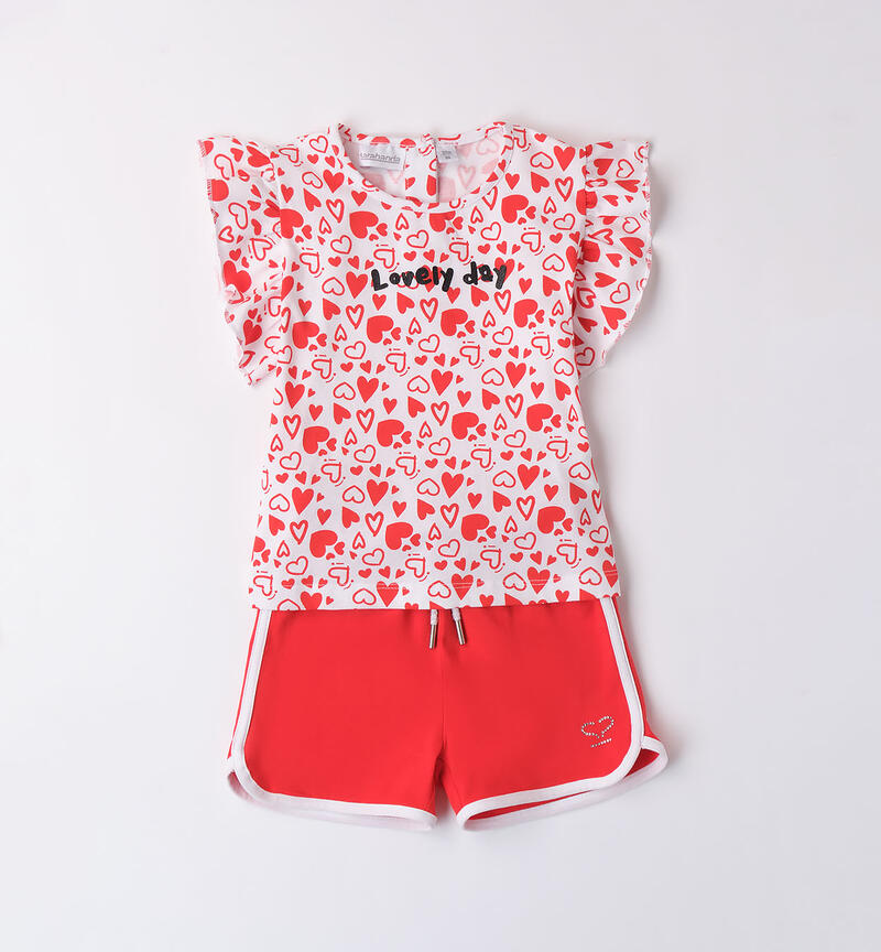 Girls' two-piece outfit BIANCO-ROSSO-6ARG