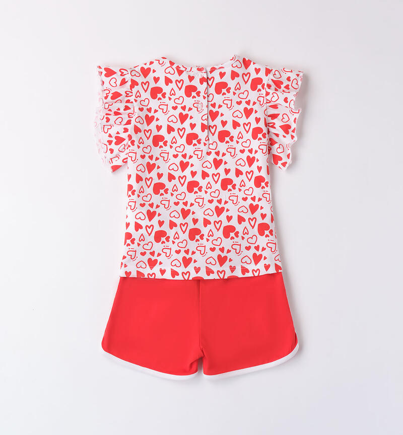 Completo due pezzi per bambina BIANCO-ROSSO-6ARG