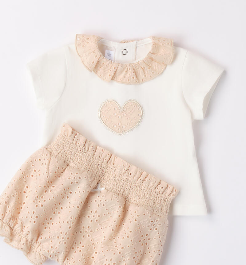 Completo due pezzi per bimba neonata BEIGE-1033