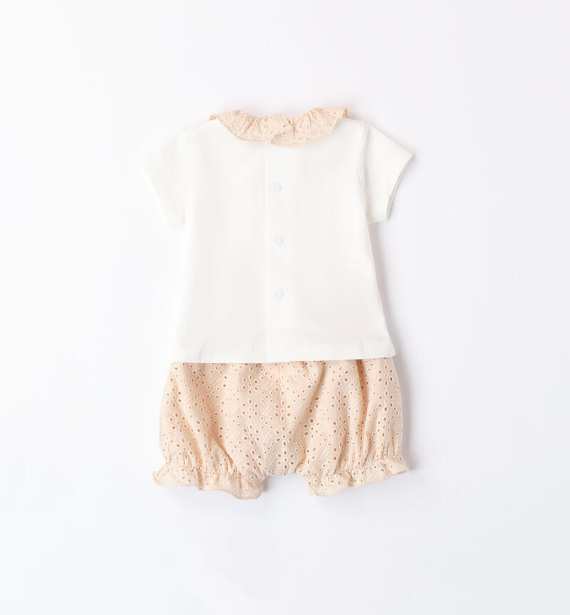 Baby girls' two-piece outfit BEIGE-1033