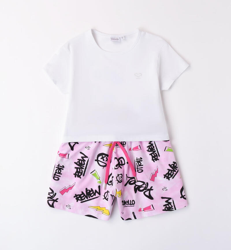 Sarabanda girls' two-piece outfit. BIANCO-0113