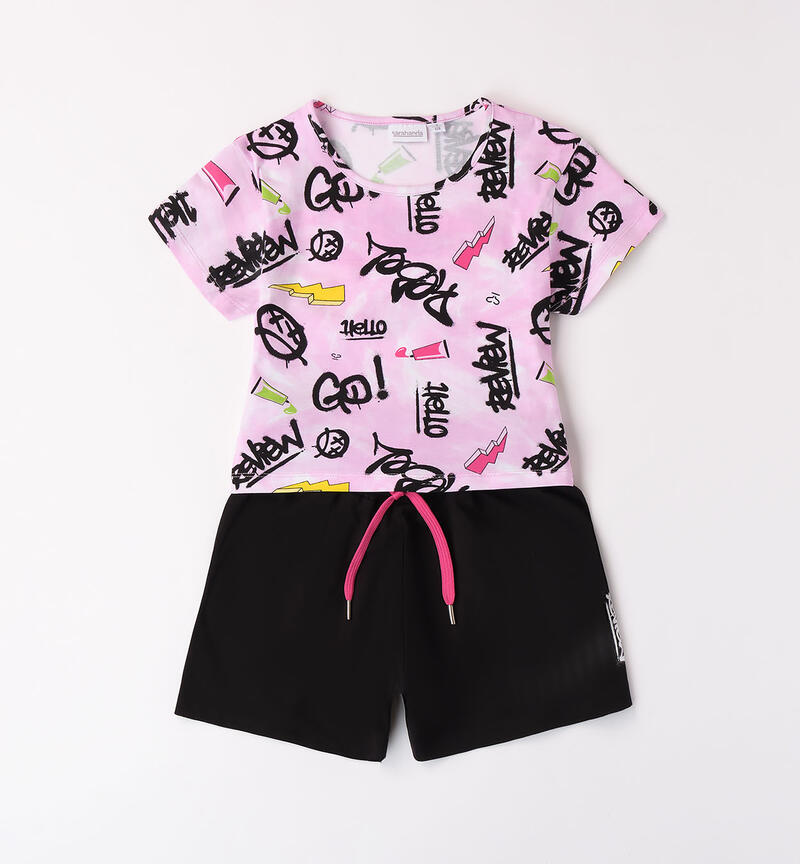 Sarabanda girls' two-piece outfit. FUXIA-2445