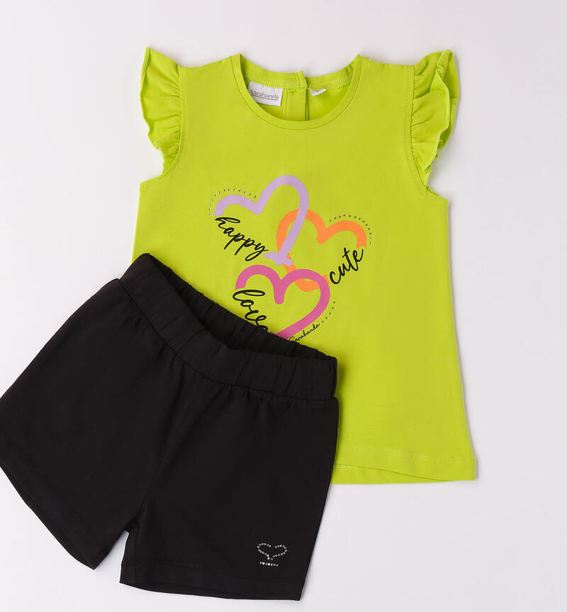 Girls' green summer outfit VERDE-5237