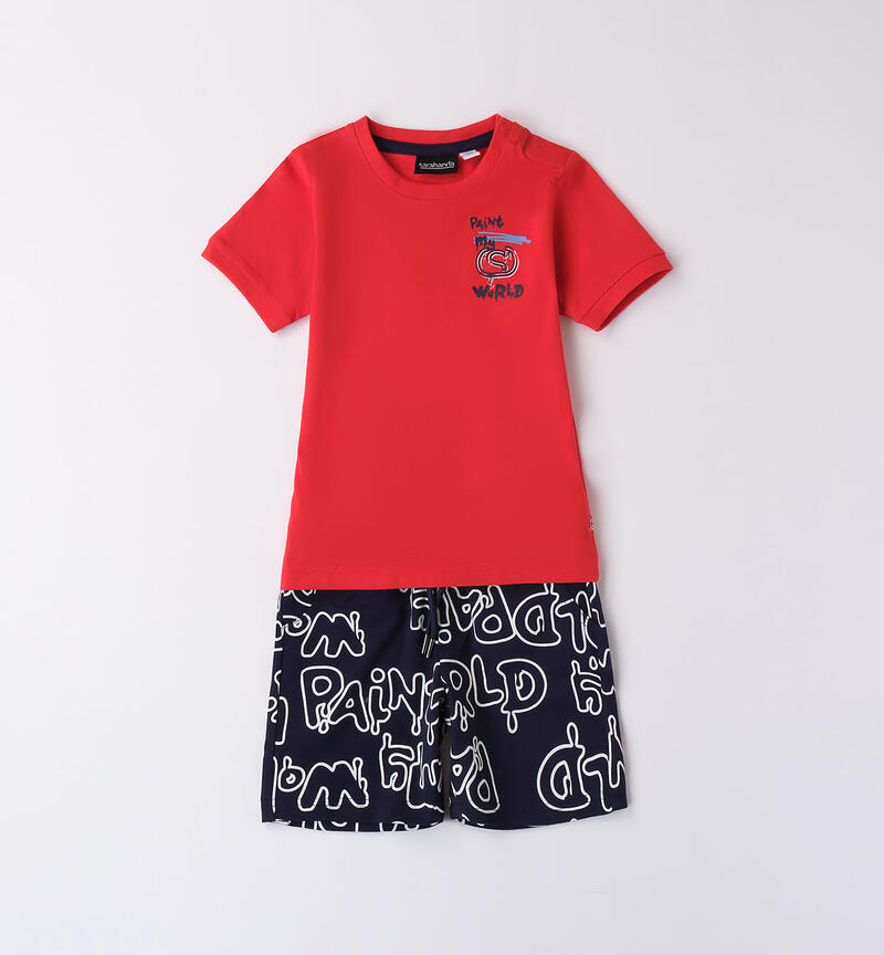 Completo estivo bambino tema street ROSSO-2236