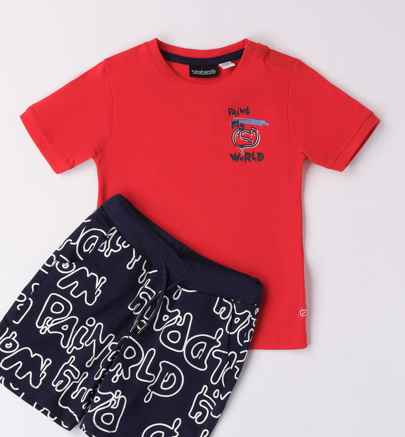 Completo estivo bambino tema street ROSSO-2236