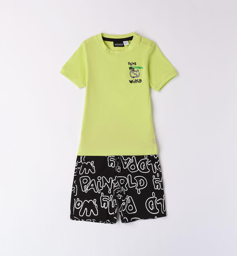 Boys' street-themed summer outfit VERDE ACIDO-5231