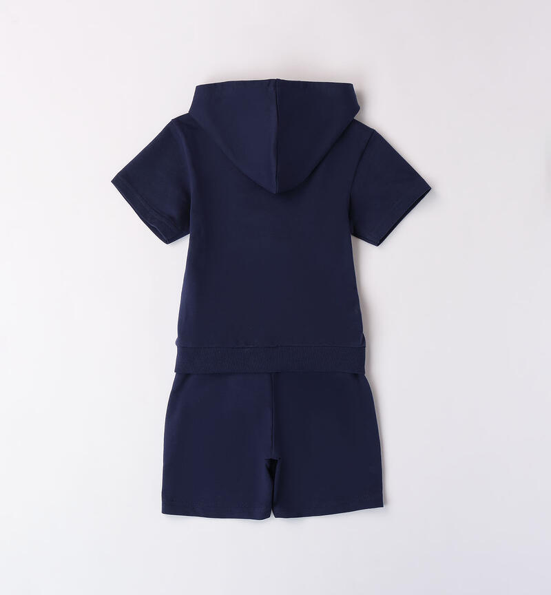 Boys' summer outfit in cotton jersey fleece NAVY-3547