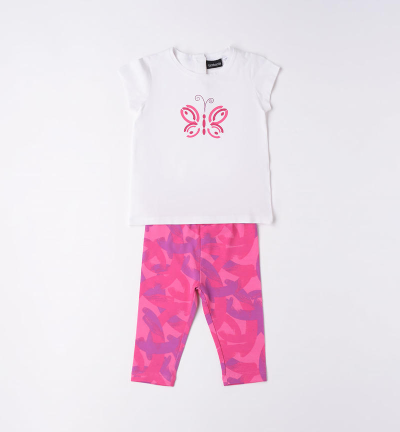 Completo t-shirt e leggings bambina da 9 mesi a 8 anni Sarabanda BIANCO-0113