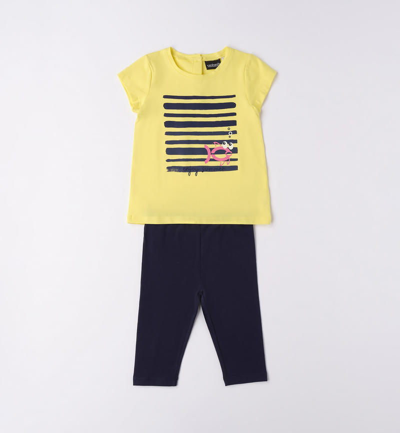 Completo t-shirt e leggings bambina da 9 mesi a 8 anni Sarabanda GIALLO-1417