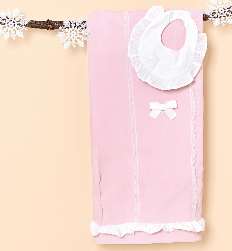 Chenille blanket for baby girl PINK-2714