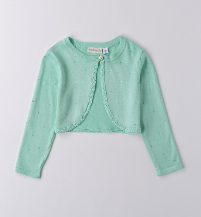 Girl's elegant sweatshirt VERDE CHIARO-4634