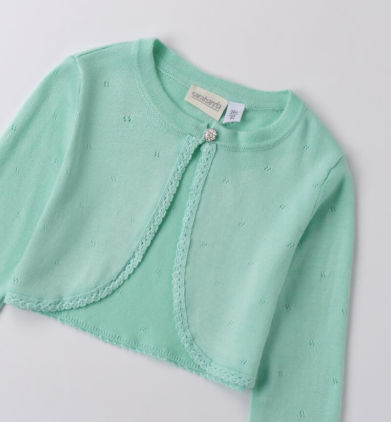 Girl's elegant sweatshirt VERDE CHIARO-4634