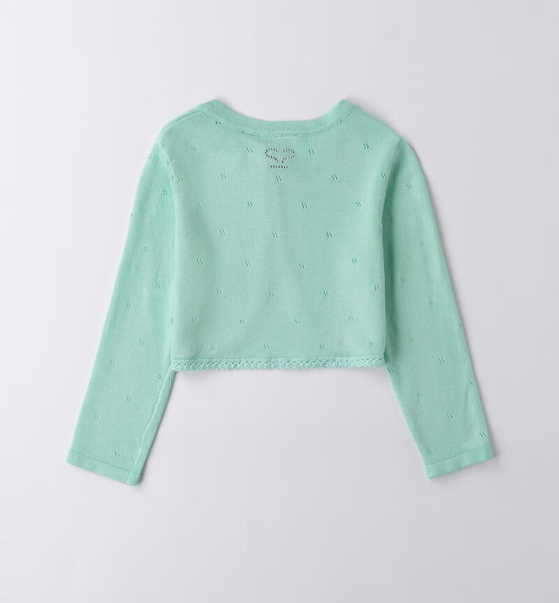 Girl's elegant sweatshirt VERDE CHIARO-4634