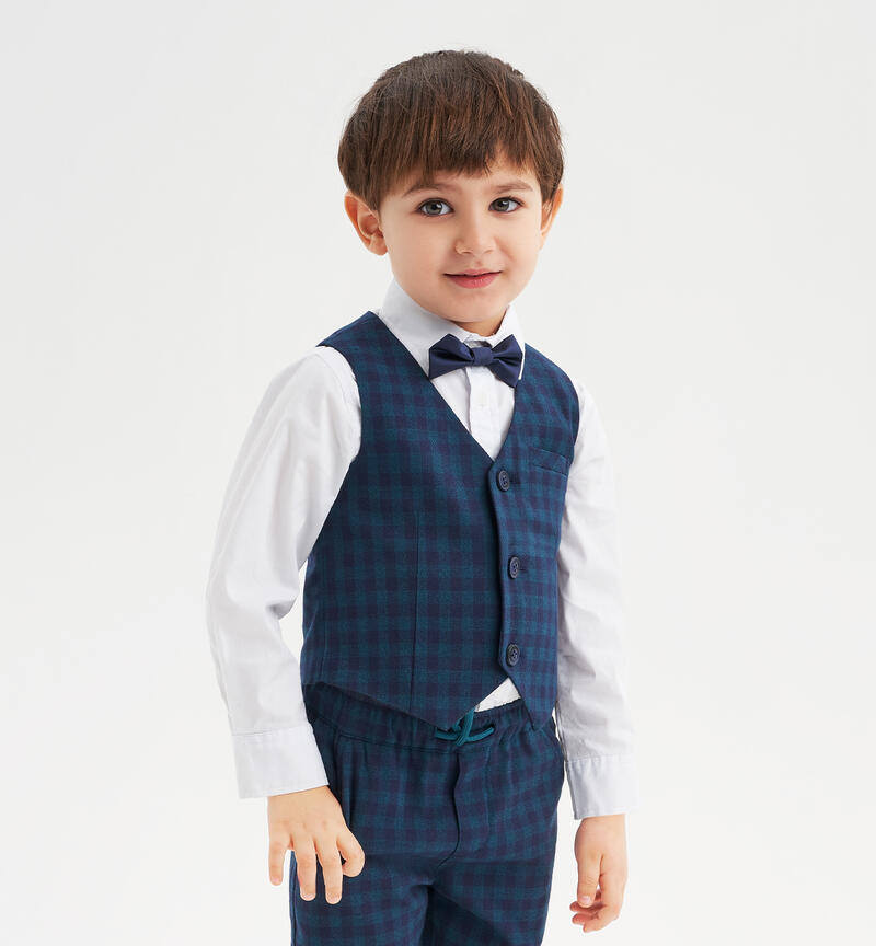 Sarabanda elegant checked waistcoat for boys from 9 months to 8 years DARK GREEN-4586