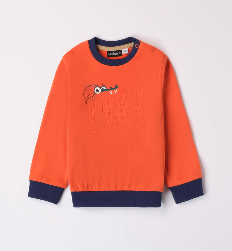 Sarabanda orange sweatshirt for boys from 9 months to 8 years ARANCIO-1828