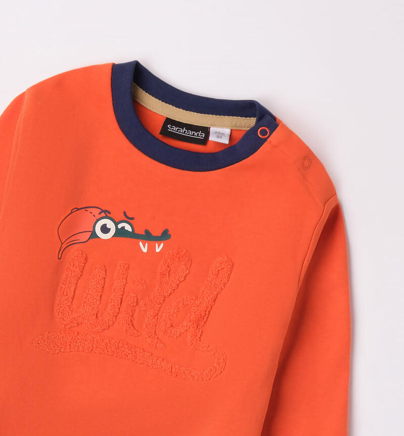 Sarabanda orange sweatshirt for boys from 9 months to 8 years ARANCIO-1828