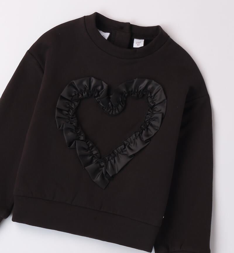 Sweatshirt with heart for girls NERO-0658