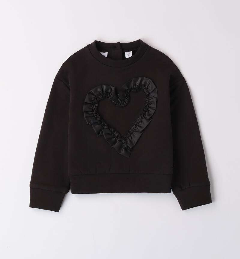 Sweatshirt with heart for girls NERO-0658