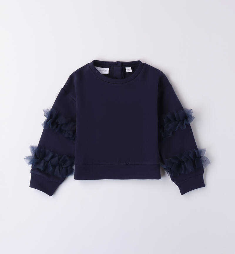 Felpa bambina con tulle NAVY-3854